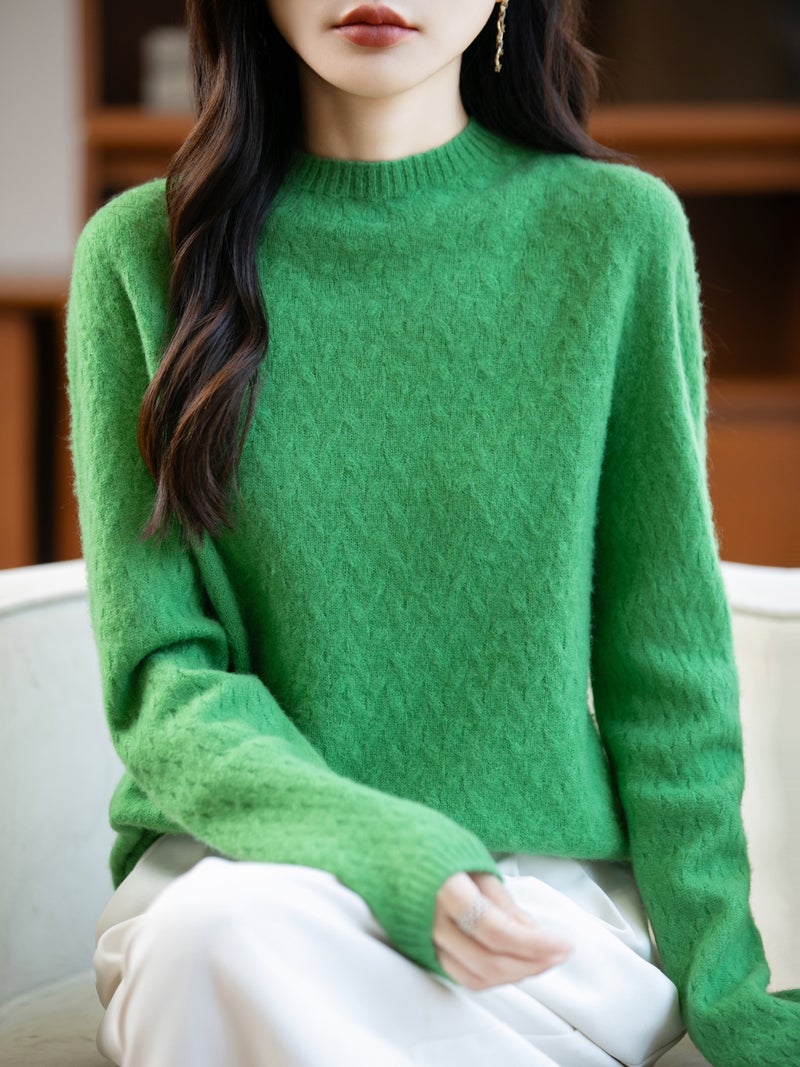 First-Line Ready-To-Wear 100% Wool Sweater For Women, Lazy Style Outer Wear, Soft And Waxy, Non-Irritating To The Skin, Multi-Color Seamless Sweater - Image 2